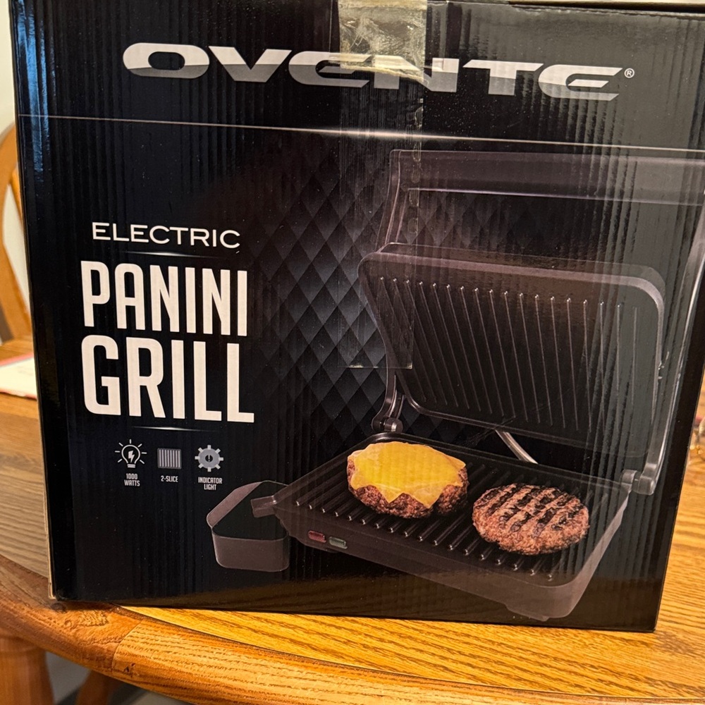 Ovente Electric Panini Grill - Black